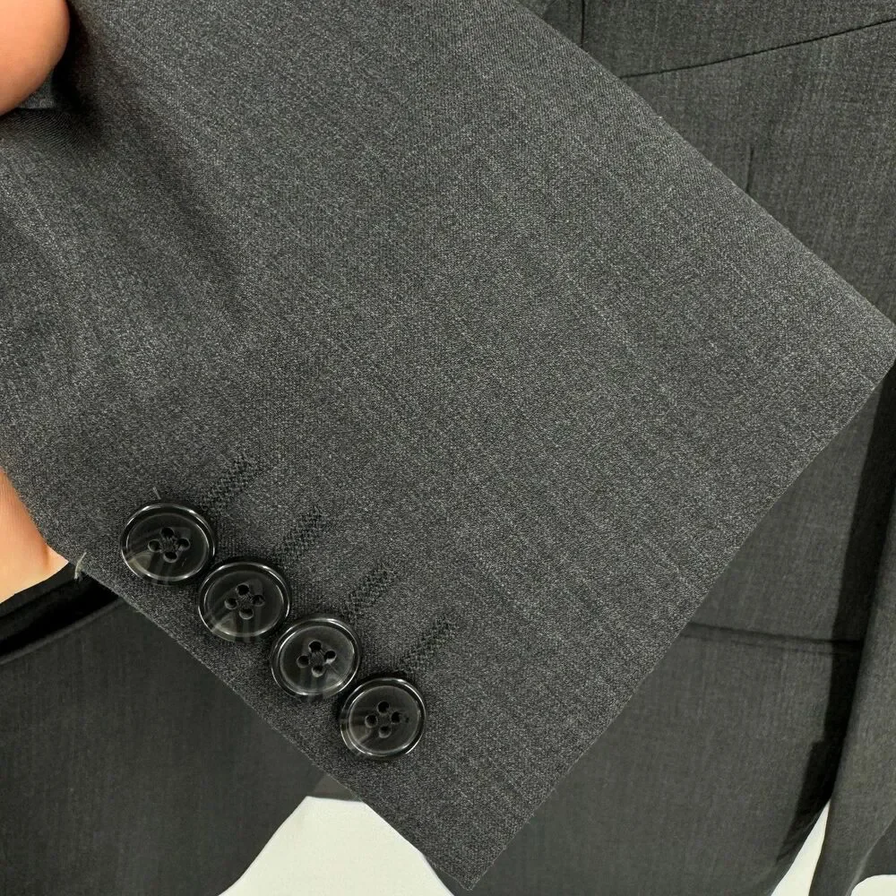 ERMENEGILDO ZEGNA Dark Gray Slim Fit Wool Silk 2 Button Blazer Jacket Size 42R